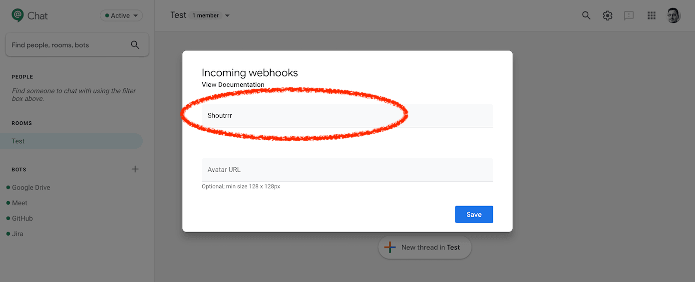 Screenshot 3: Name the webhook and save