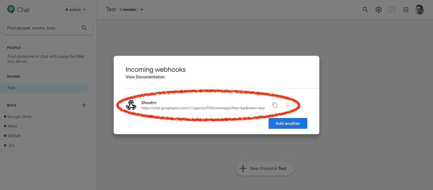 Screenshot 4: Copy the webhook URL